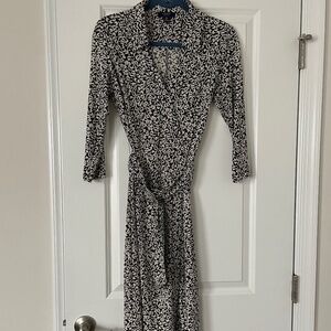 Chaps Abstract Black and White Dress, Size S